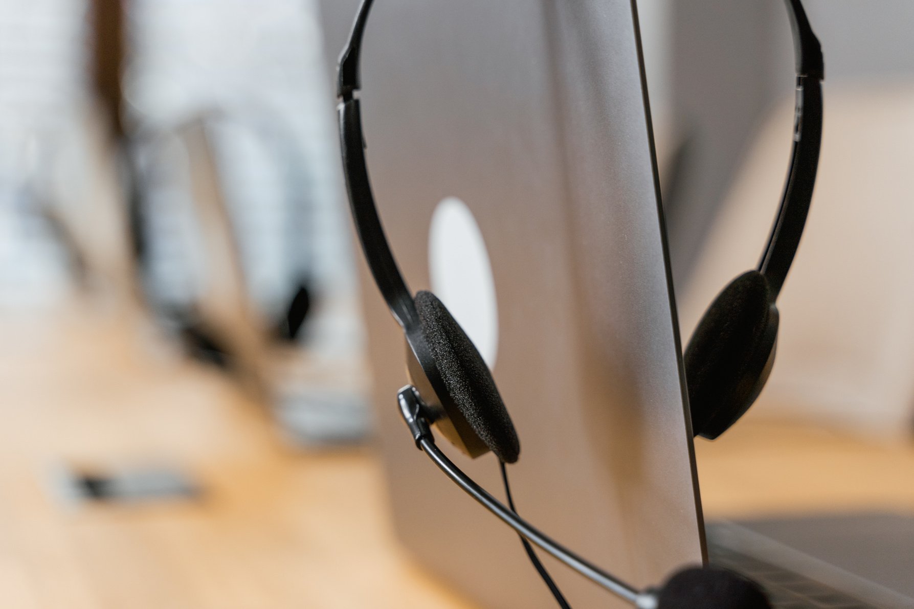  A Headset on a Laptop
